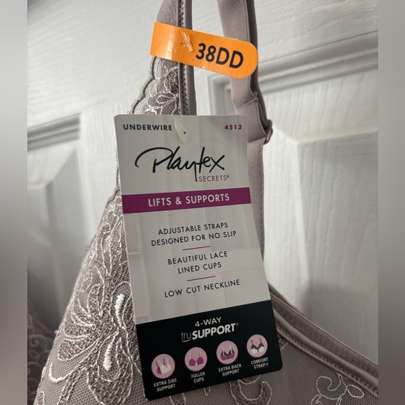 Playtex Secrets Elegant Lace Underwire Bra in Taupe 38DD NWT - Picture 7 of 8